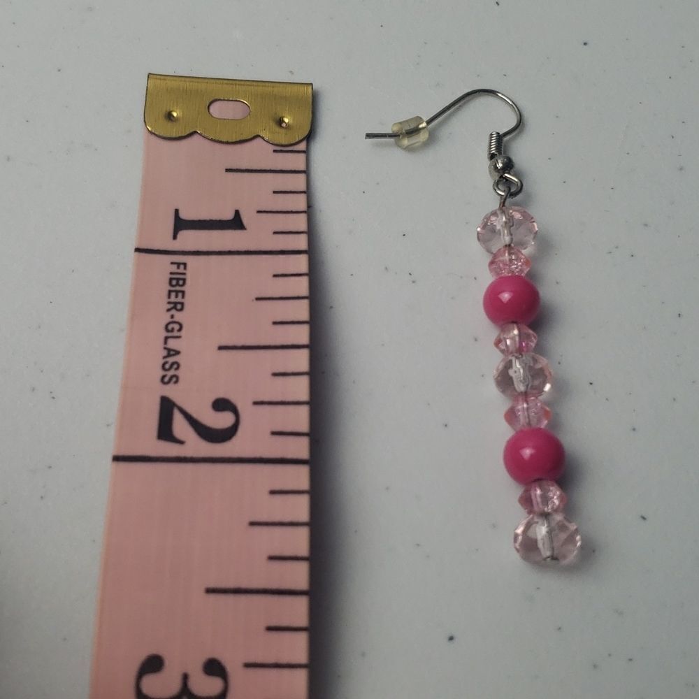 Pink Beaded Dangle Earrings - Picture 2 of 2